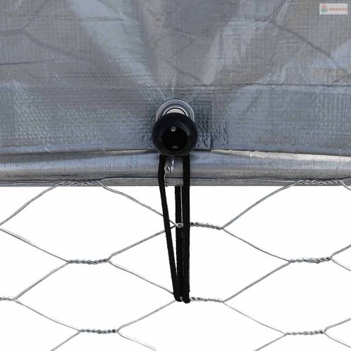 Ezüst horganyzott acél kutyaketrec tetővel és ajtóval