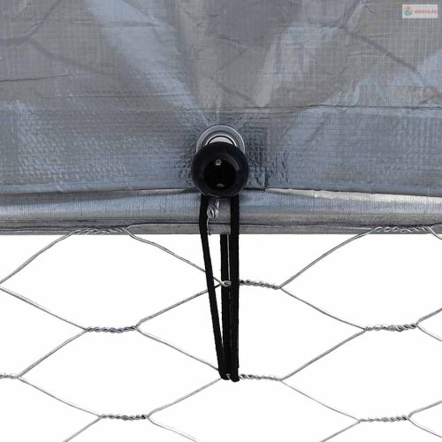 Ezüst horganyzott acél tyúkketrec tetővel és ajtóval