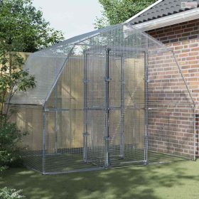 Ezüst horganyzott acél madárketrec ajtóval