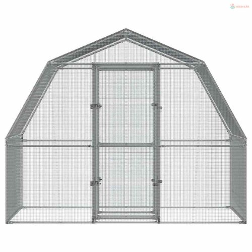 Ezüst horganyzott acél madárketrec ajtóval