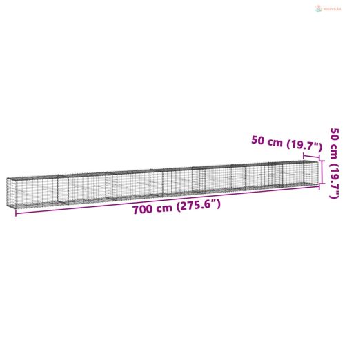 Horganyzott vas gabion kosár fedéllel 700 x 50 x 50 cm