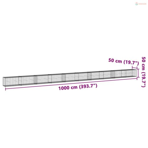 Horganyzott vas gabion kosár fedéllel 1000 x 50 x 50 cm