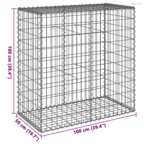 Horganyzott vas gabion kosár fedéllel 100 x 50 x 100 cm