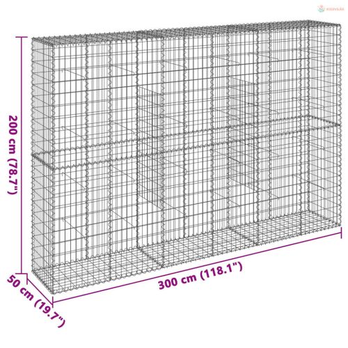 Horganyzott vas gabion kosár fedéllel 300 x 50 x 200 cm
