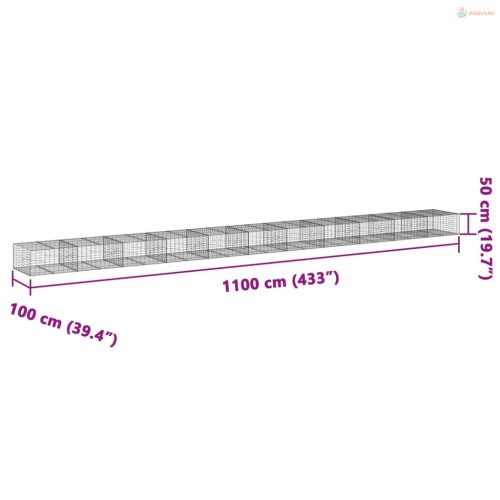 Horganyzott vas gabion kosár fedéllel 1100 x 100 x 50 cm