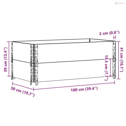 Tömör fenyő kerti növénytartó 100 x 50 cm