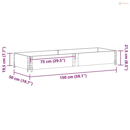Szürke tömör fenyőfa kerti növénytartó 150 x 50 cm