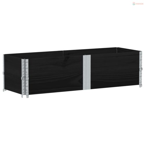 Fekete tömör fenyőfa kerti növénytartó 150 x 50 cm