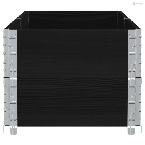 Fekete tömör fenyőfa kerti növénytartó 150 x 50 cm