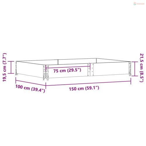 Fekete tömör fenyőfa kerti növénytartó 150 x 100 cm
