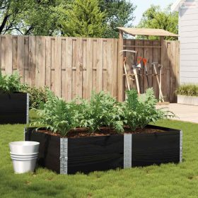 Fekete tömör fenyőfa kerti növénytartó 150 x 100 cm