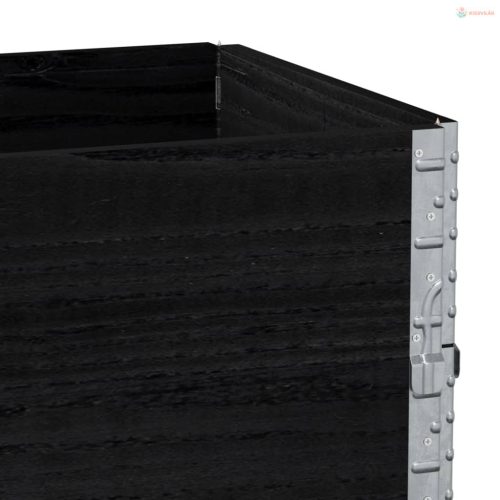 Fekete tömör fenyőfa kerti növénytartó 100 x 50 cm