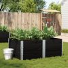 Fekete tömör fenyőfa kerti növénytartó 150 x 100 cm