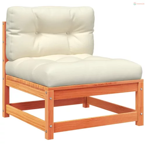 4 részes viaszbarna tömör fenyőfa kerti ülőgarnitúra párnával