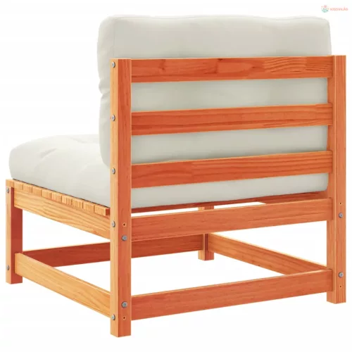 4 részes viaszbarna tömör fenyőfa kerti ülőgarnitúra párnával