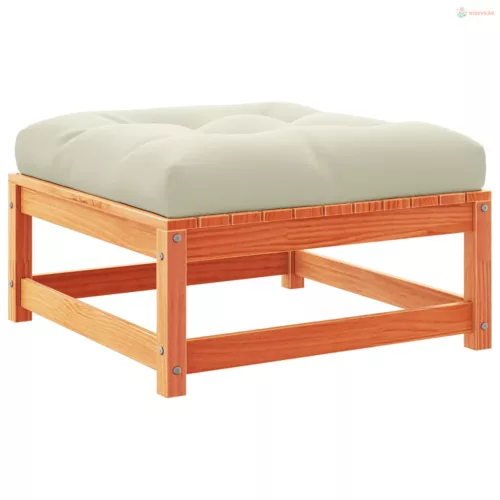 4 részes viaszbarna tömör fenyőfa kerti ülőgarnitúra párnával