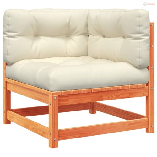 2 részes viaszbarna tömör fenyőfa kerti ülőgarnitúra párnákkal