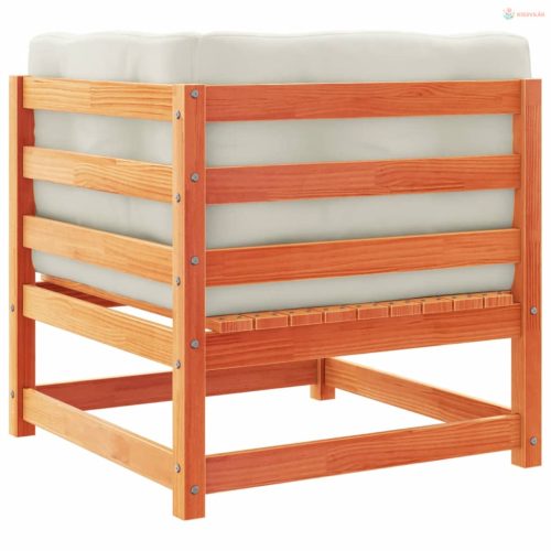 2 részes viaszbarna tömör fenyőfa kerti ülőgarnitúra párnákkal