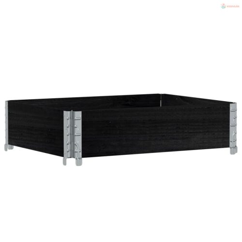 Fekete tömör fenyőfa kerti növénytartó 80 x 60 cm