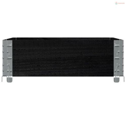 Fekete tömör fenyőfa kerti növénytartó 80 x 60 cm