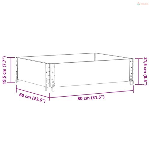 Szürke tömör fenyőfa kerti növénytartó 80 x 60 cm