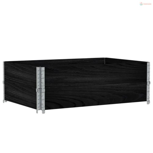 Fekete tömör fenyőfa kerti növénytartó 120 x 80 cm