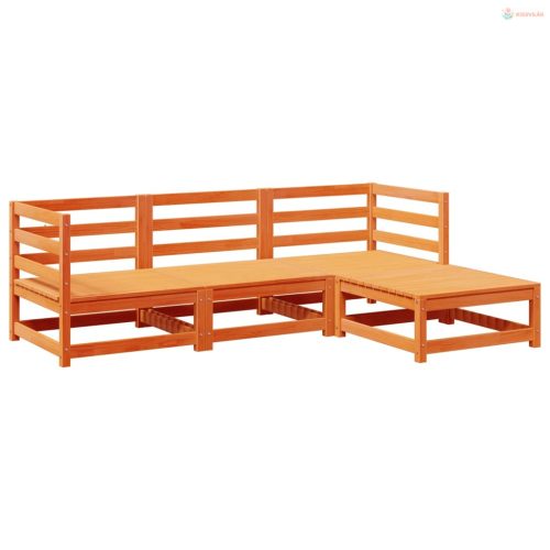 4 részes viaszbarna tömör fenyőfa kerti kanapészett