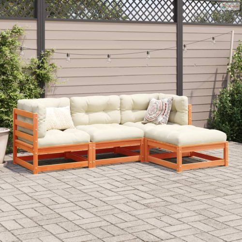 4 részes viaszbarna tömör fenyőfa kerti kanapészett