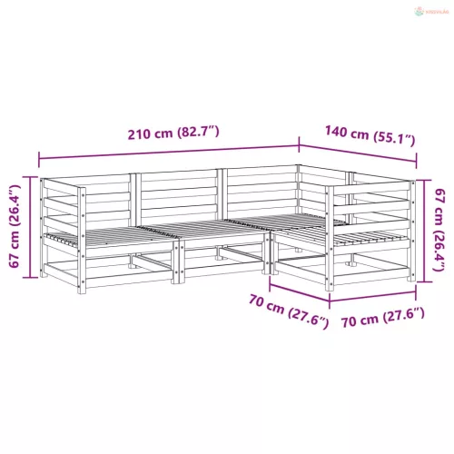 4 részes tömör duglászfenyő kerti kanapészett