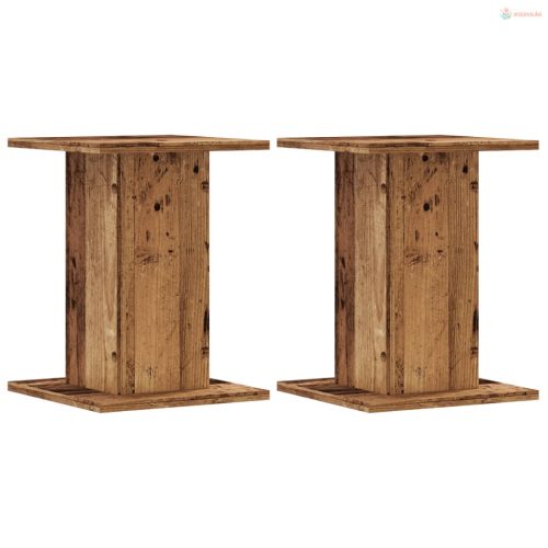 2 db antik fa színű szerelt fa növénytartó állvány 30x30x40 cm