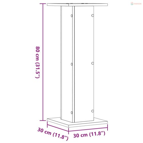 2 db fekete szerelt fa növénytartó állvány 30 x 30 x 80 cm