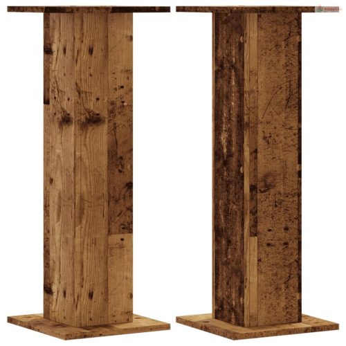 2 db antik fa színű szerelt fa növénytartó állvány 30x30x80 cm