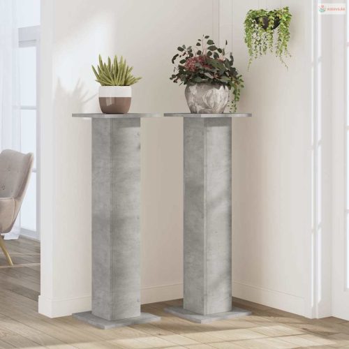 2 db betonszürke szerelt fa növénytartó állvány 30 x 30 x 95 cm