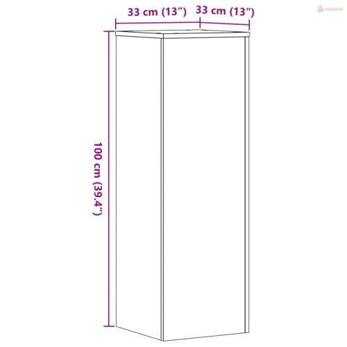 2 db fehér szerelt fa növénytartó állvány 33 x 33 x 100 cm