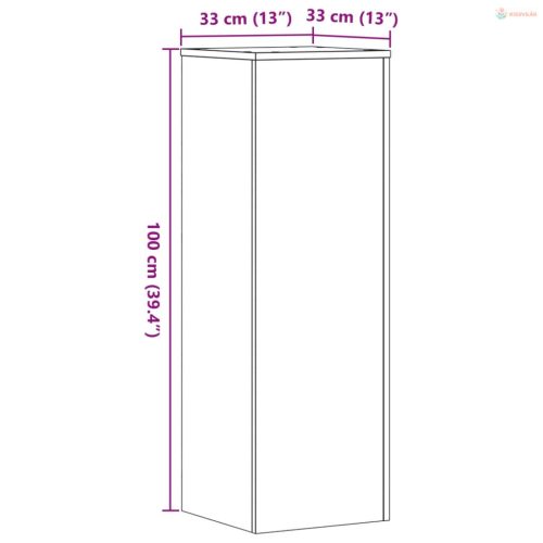 2 db betonszürke szerelt fa növénytartó állvány 33x33x100 cm