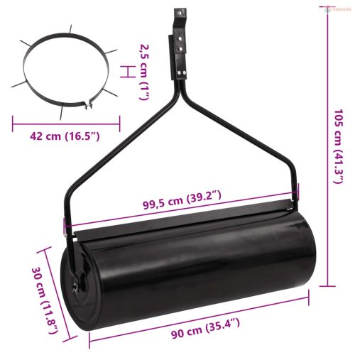 Fekete vas kerti fűhenger szellőztető tüskékkel 63 L