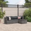 4 részes szürke polyrattan kerti ülőgarnitúra párnákkal