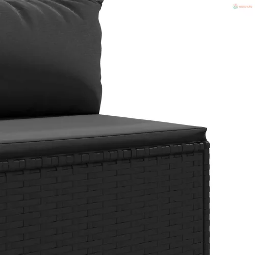 3 részes fekete polyrattan kerti ülőgarnitúra párnával