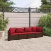 4 részes barna polyrattan kerti ülőgarnitúra párnákkal