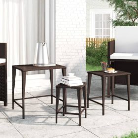 3 db barna polyrattan rakásolható kerti asztal