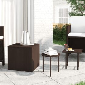 3 db barna polyrattan kerti kisasztal