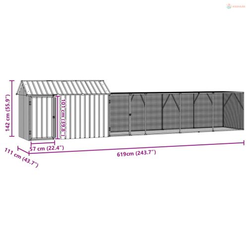 Madár kalitka Antracit 619 x 111 x 142 cm Horganyzott acél