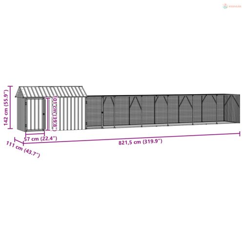 Madár kalitka Antracit 821,5 x 111 x 142 cm Horganyzott acél