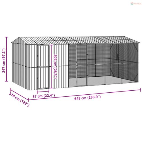 Madár kalitka Antracit 645 x 310 x 247 cm Horganyzott acél