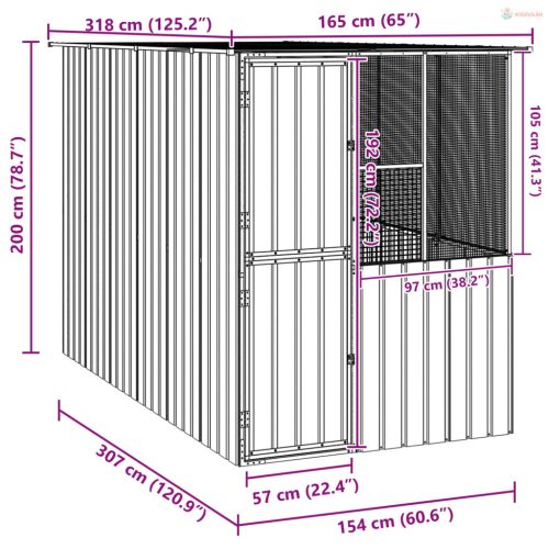 Madár kalitka Antracit 165 x 318 x 200 cm Horganyzott acél