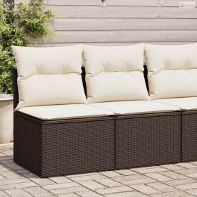   2 részes barna polyrattan akácfa kerti ülőgarnitúra párnákkal