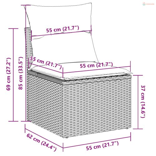 2 részes szürke polyrattan akácfa kerti ülőgarnitúra párnákkal
