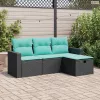 4 részes fekete polyrattan kerti ülőgarnitúra párnákkal