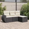 4 részes fekete polyrattan kerti ülőgarnitúra párnákkal