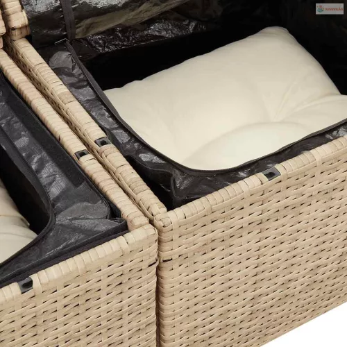 4 részes bézs polyrattan kerti ülőgarnitúra párnákkal